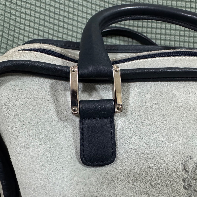 Loewe Amazona 小號 麂皮 拼色 加固邊角 手提包-16