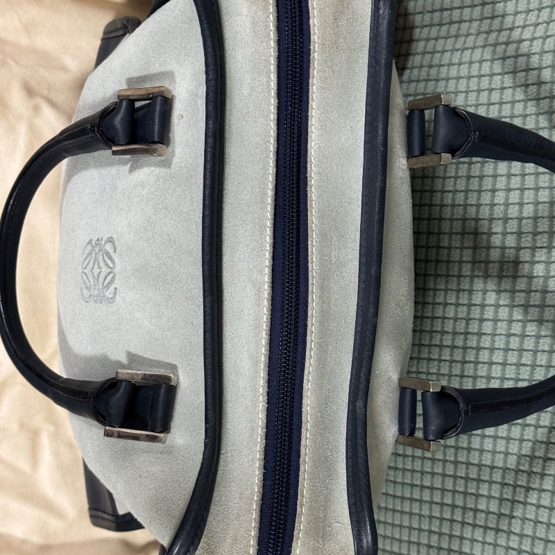 Loewe Amazona 小號 麂皮 拼色 加固邊角 手提包-25