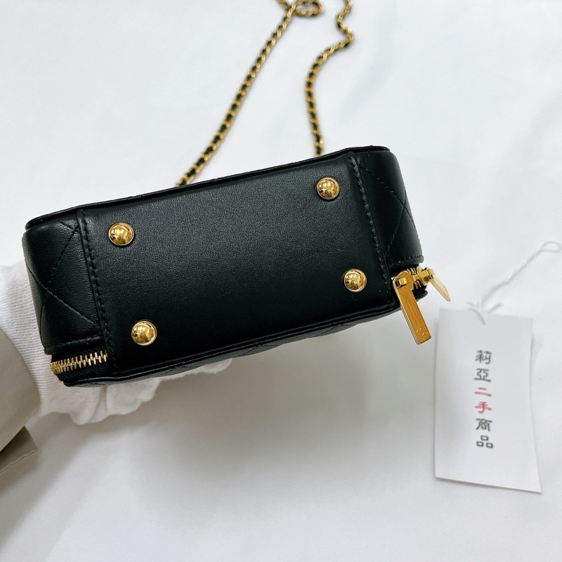 莉亞精品♡ Chanel AP3087 提把半月包 黑金 二手-4