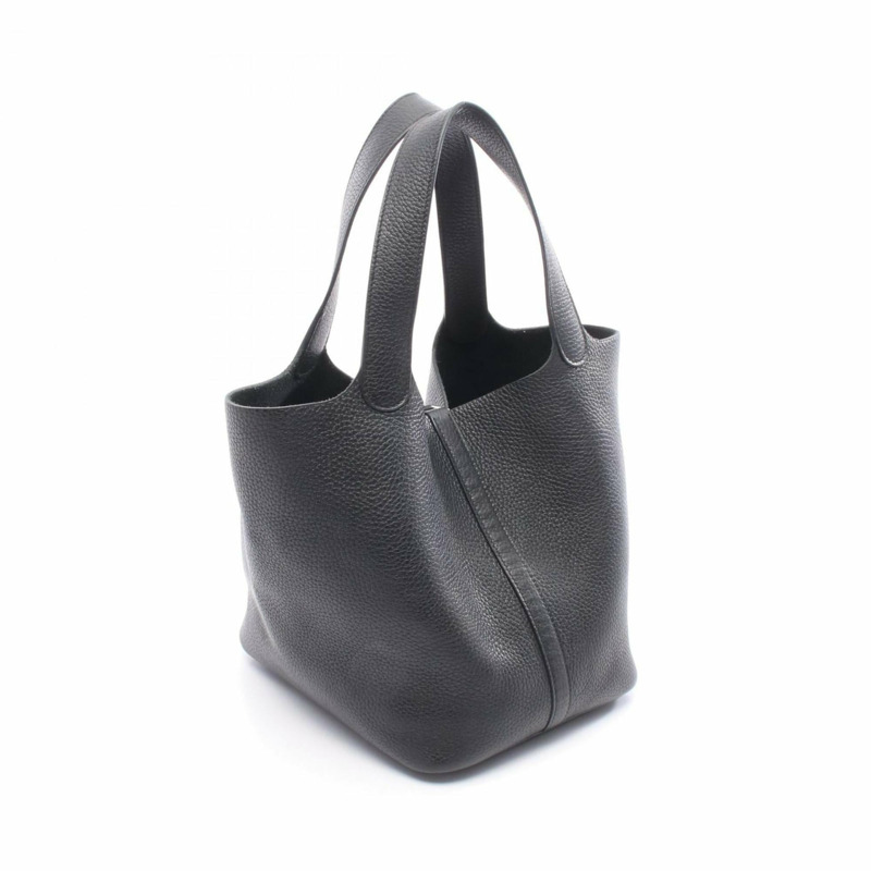 Hermes Hermès Picotin Lock MM 手提包，Taurillon Clemence 皮革，黑色。-1