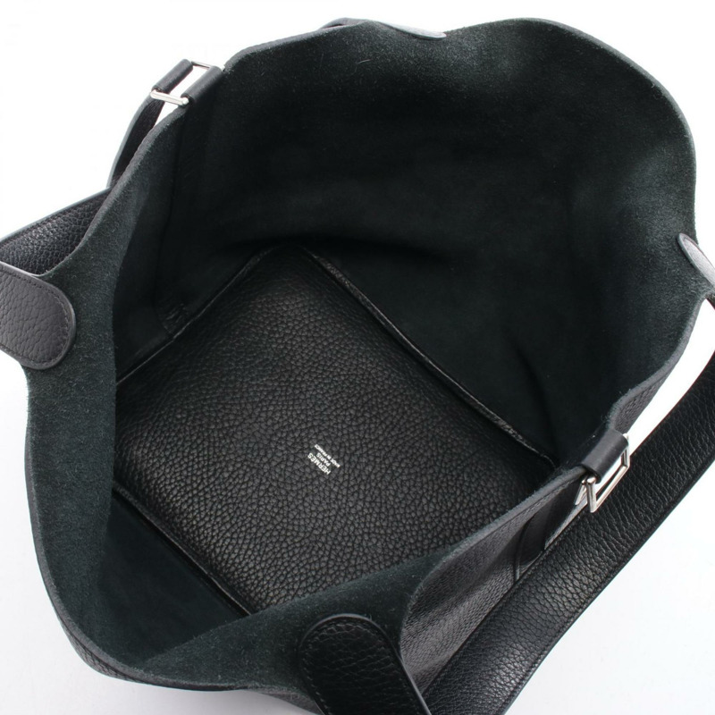 Hermes Hermès Picotin Lock MM 手提包，Taurillon Clemence 皮革，黑色。-2