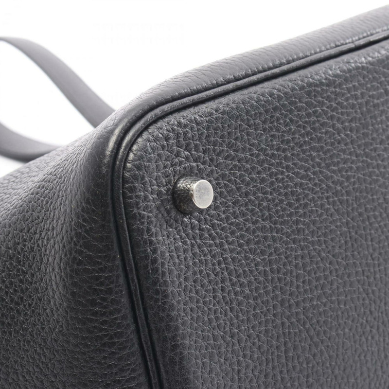 Hermes Hermès Picotin Lock MM 手提包，Taurillon Clemence 皮革，黑色。-6