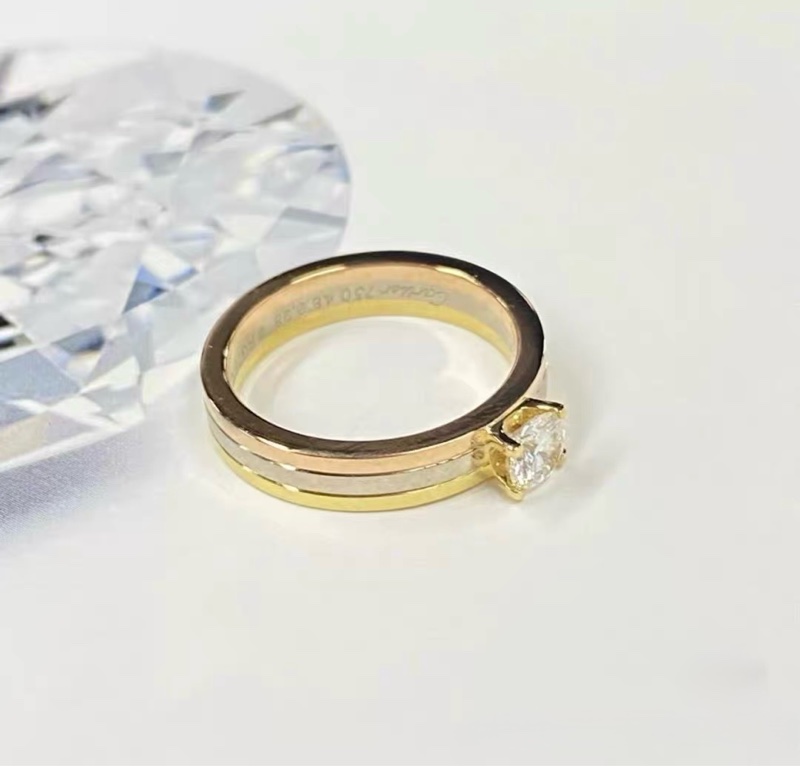 Cartier 卡地亞 Trinity 三色金 鑲鑽戒｜25分鑽 51號｜98新｜無配件-1