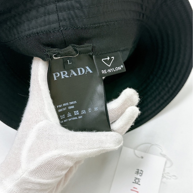 莉亞精品♡ Prada L號 三角鐵牌漁夫帽 二手-6