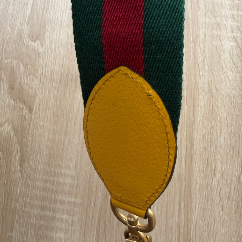 Gucci PVC咖牛皮霧金釦虎頭斜背相機包-10