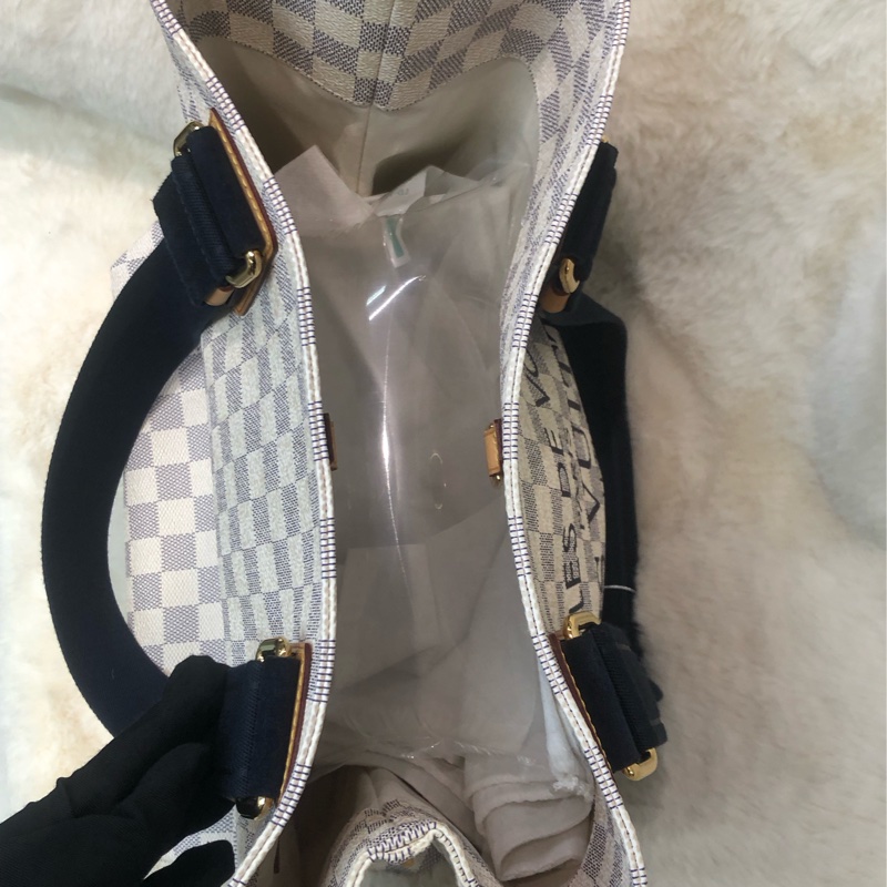 LV 白色棋盤格 PM Size Tote 海軍藍色織布肩帶XC175-5