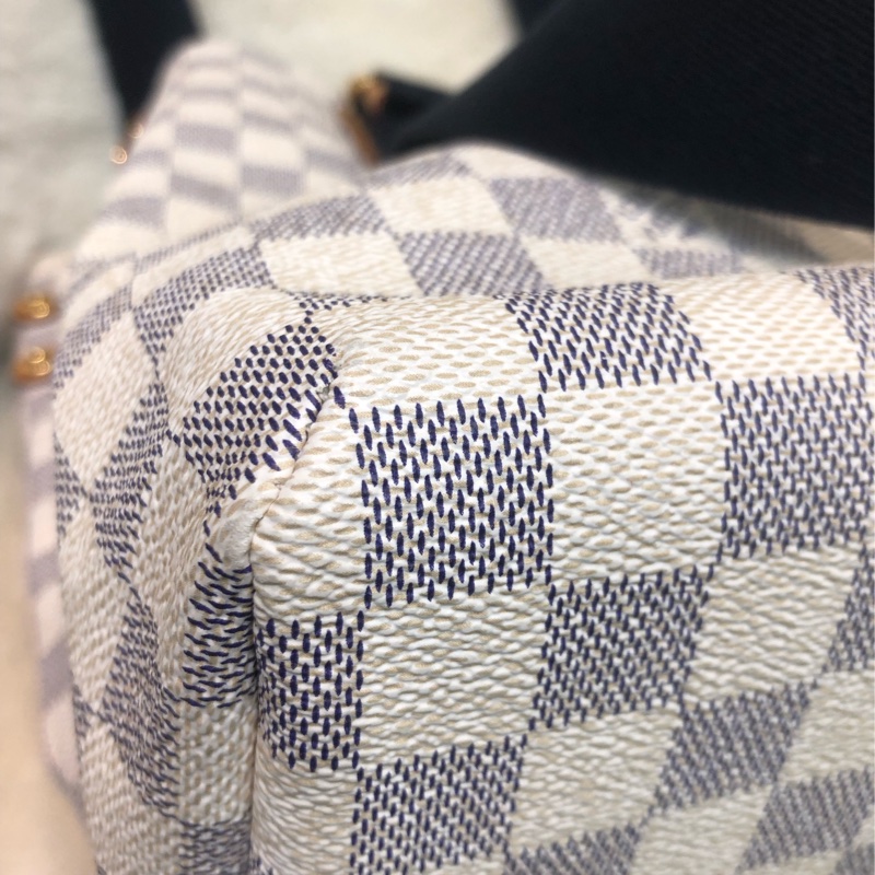 LV 白色棋盤格 PM Size Tote 海軍藍色織布肩帶XC175-9