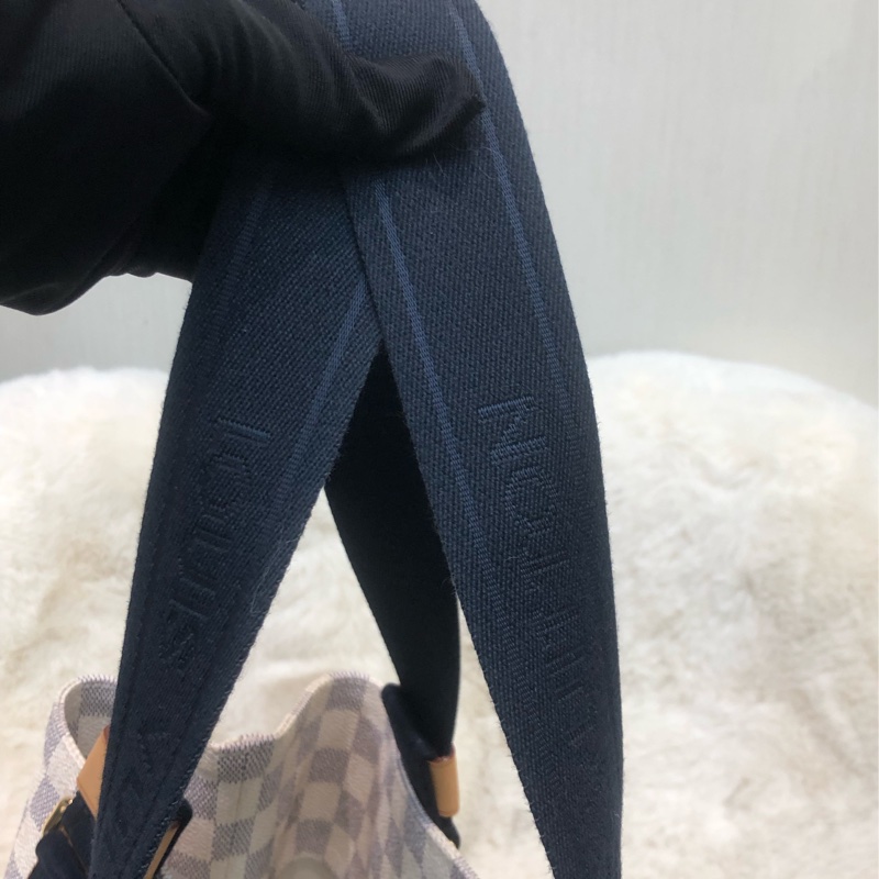 LV 白色棋盤格 PM Size Tote 海軍藍色織布肩帶XC175-14