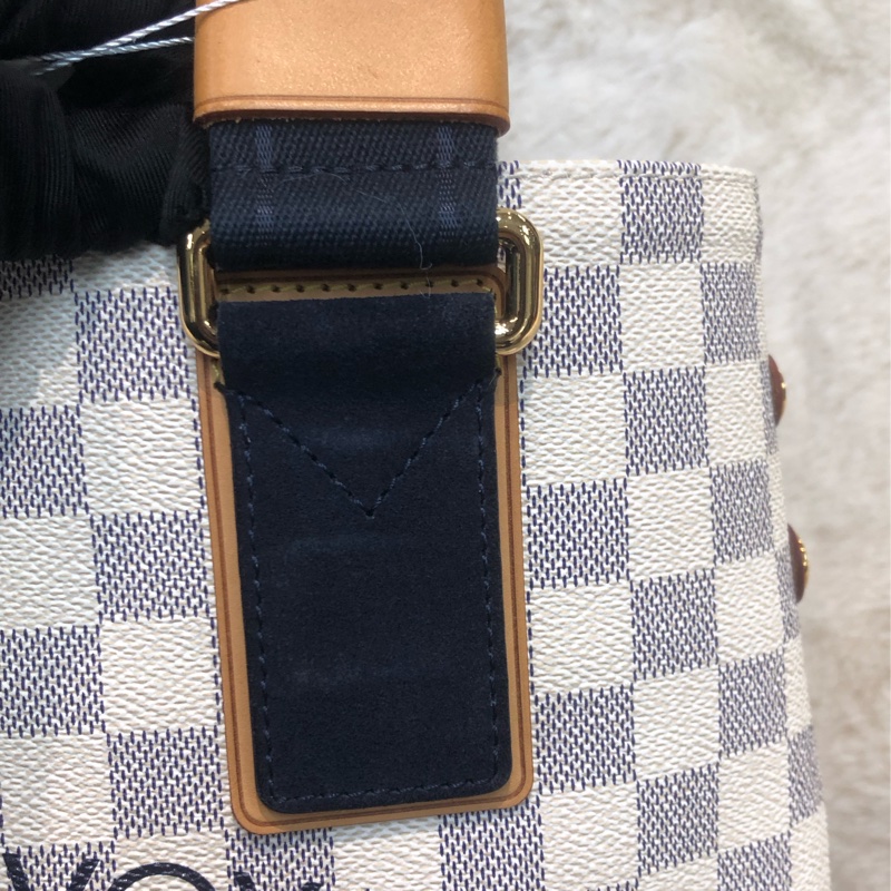 LV 白色棋盤格 PM Size Tote 海軍藍色織布肩帶XC175-15