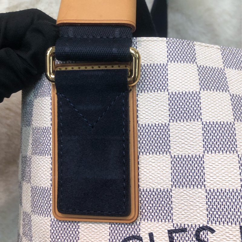 LV 白色棋盤格 PM Size Tote 海軍藍色織布肩帶XC175-16
