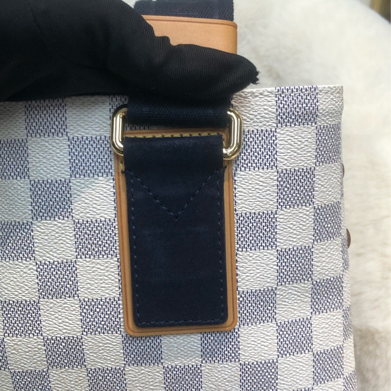 LV 白色棋盤格 PM Size Tote 海軍藍色織布肩帶XC175-17