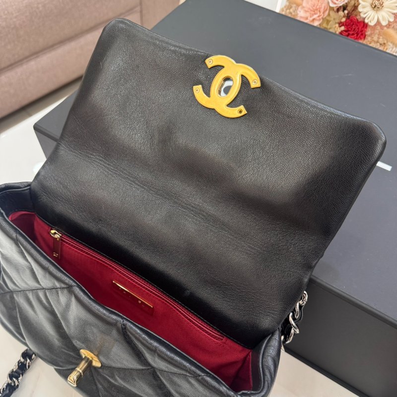 *SHIHNA名牌精品* CHANEL 黑色金扣 羊皮 19口蓋包-8