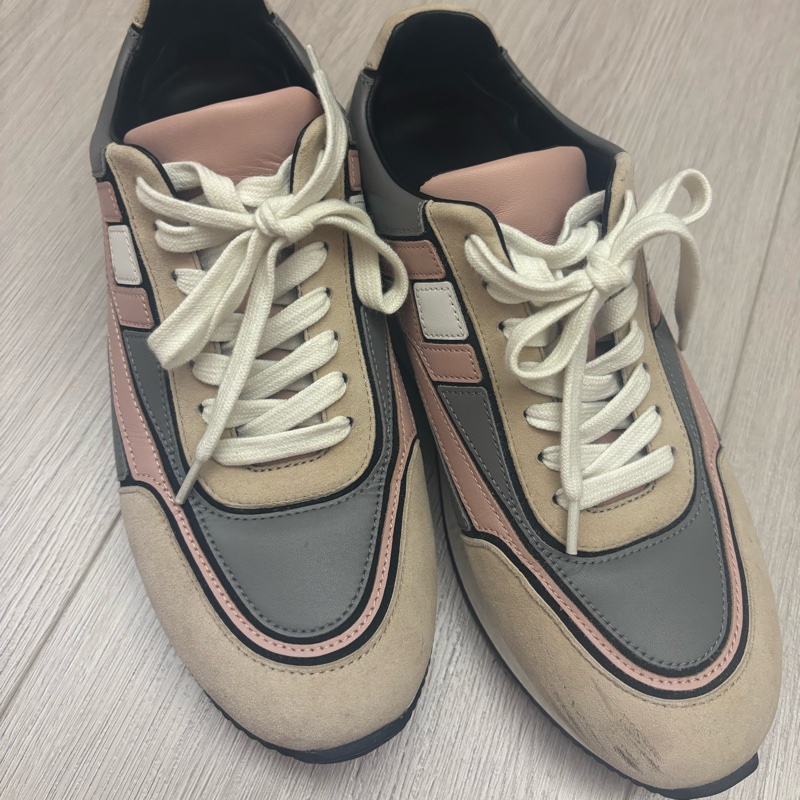 現貨商品 二手商品 Hermes 日本專櫃購入 正貨商品 經典灰粉色運動休閒鞋-15