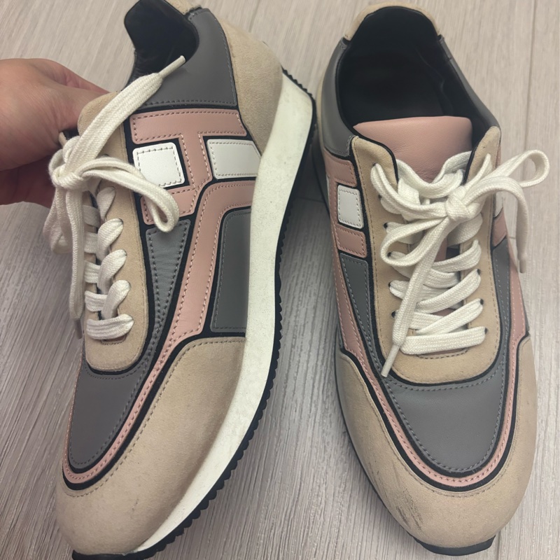 現貨商品 二手商品 Hermes 日本專櫃購入 正貨商品 經典灰粉色運動休閒鞋-22