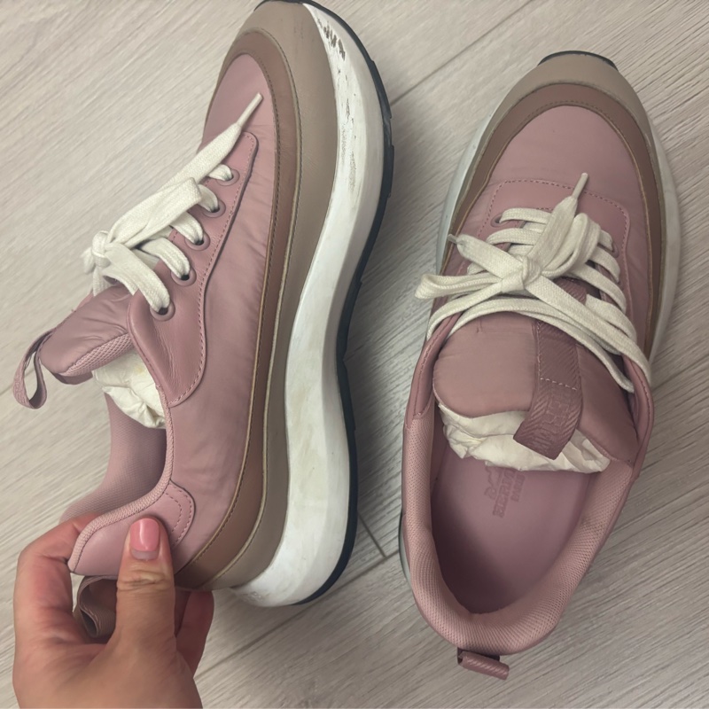 現貨商品 二手商品 Hermes 台灣愛馬仕特賣會購入 尺寸38.5 粉色運動休閒鞋-2