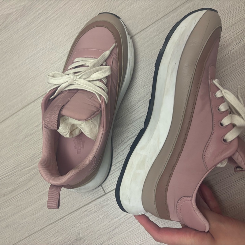 現貨商品 二手商品 Hermes 台灣愛馬仕特賣會購入 尺寸38.5 粉色運動休閒鞋-12