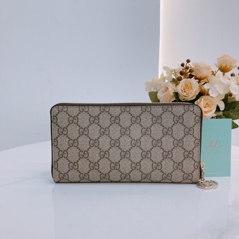 MS0500 Gucci 古馳 經典老花 帆布 拉鍊錢包 棕色 金扣 GG Supreme Zip Around Long Wallet Canvas Brown x GHW-1