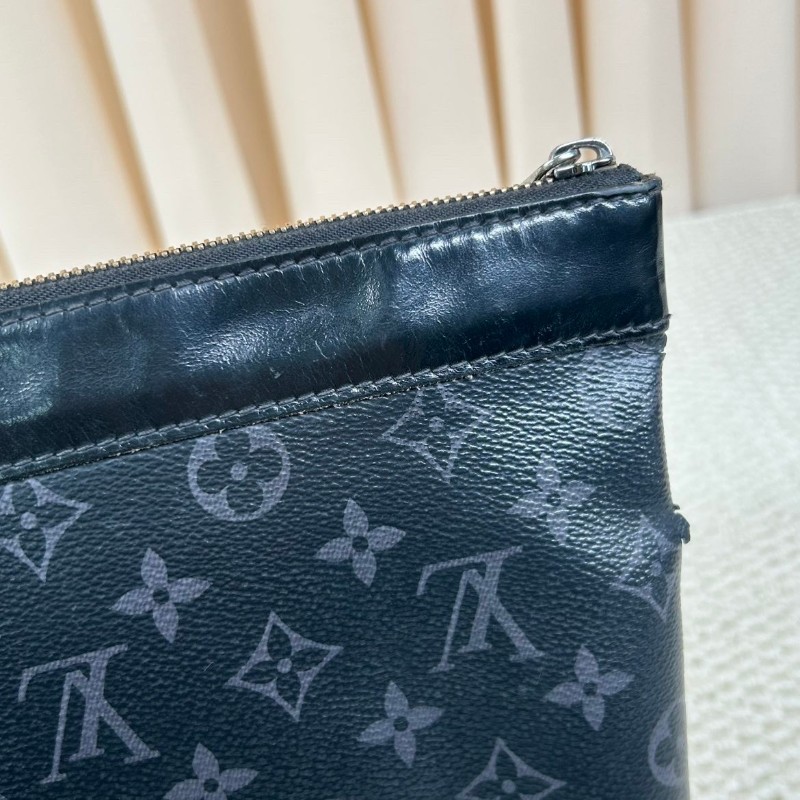 LV路易威登黑色老花洗漱包手拿包  容量大-13