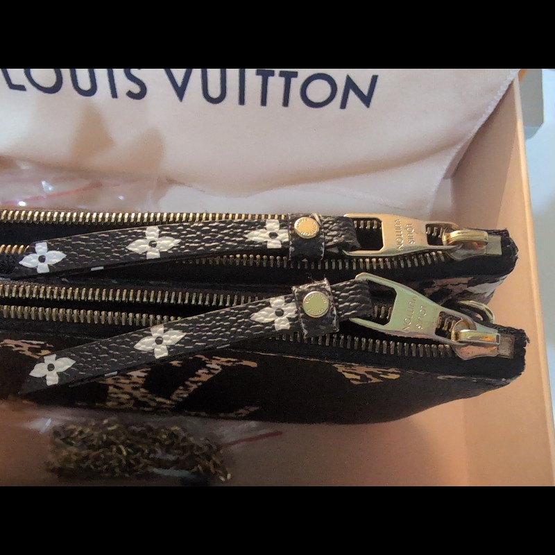 LV雙拉鍊叢林印花手提、側背包-0