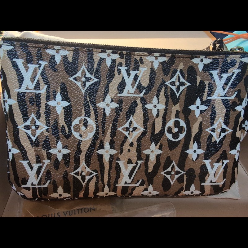 LV雙拉鍊叢林印花手提、側背包-6