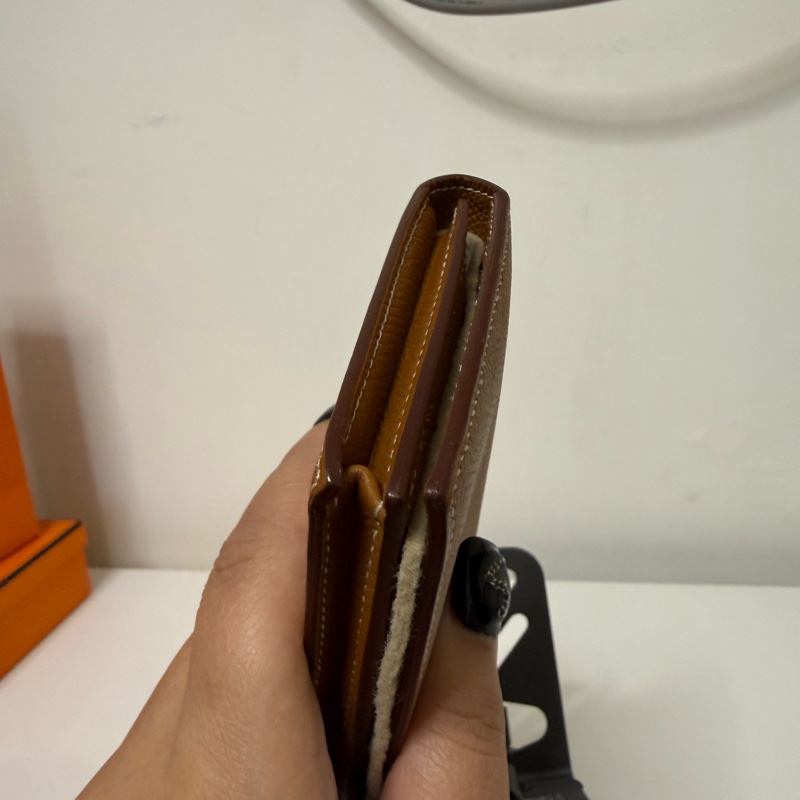 愛馬仕Bearn金棕色配金扣長夾-8