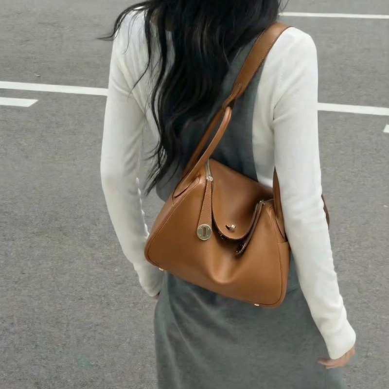 HERMES - 37棕TC銀釦26cm lindy-6