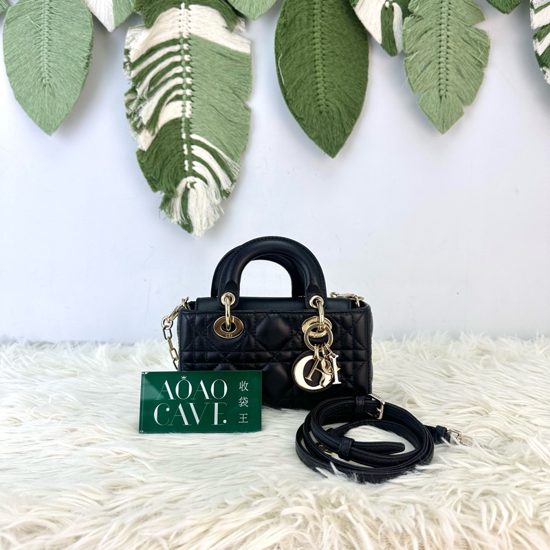 DIOR Lady D-Joy 黑金羊皮 Micro Size-0