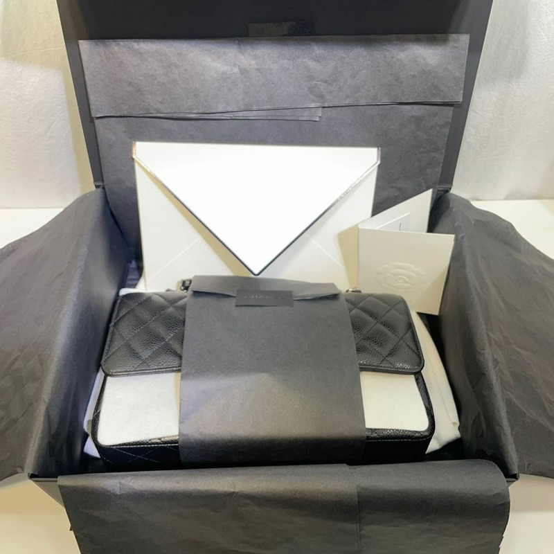 【包稅】CHANEL Caviar經典款中銀色鏈條單肩包 A01112-2