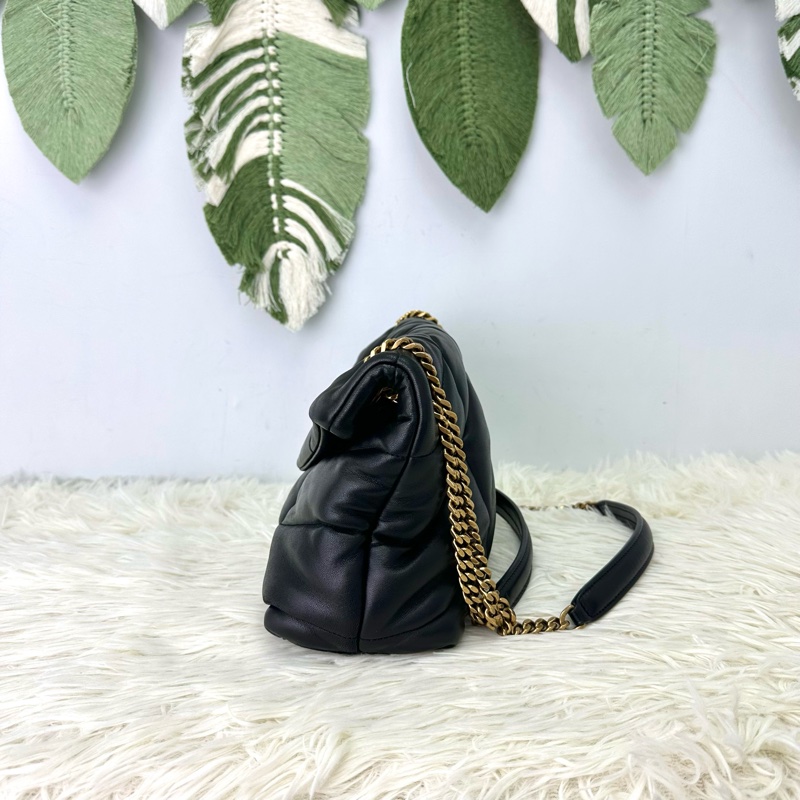 YSL Puffer Small Size 黑金羊皮信封包 單肩斜肩包-2