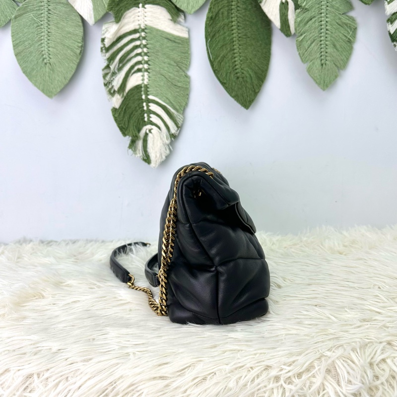 YSL Puffer Small Size 黑金羊皮信封包 單肩斜肩包-3