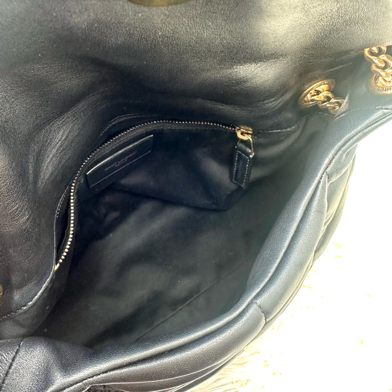 YSL Puffer Small Size 黑金羊皮信封包 單肩斜肩包-6