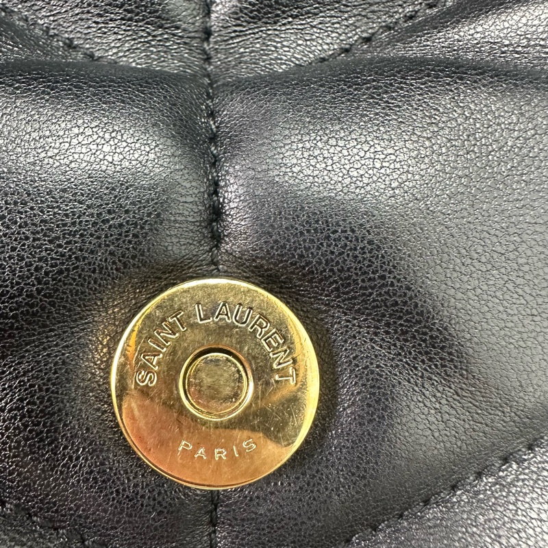 YSL Puffer Small Size 黑金羊皮信封包 單肩斜肩包-11