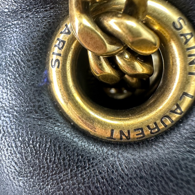 YSL Puffer Small Size 黑金羊皮信封包 單肩斜肩包-12