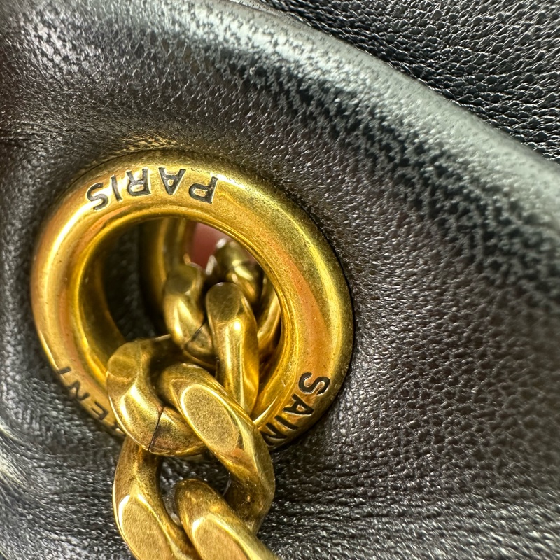 YSL Puffer Small Size 黑金羊皮信封包 單肩斜肩包-13