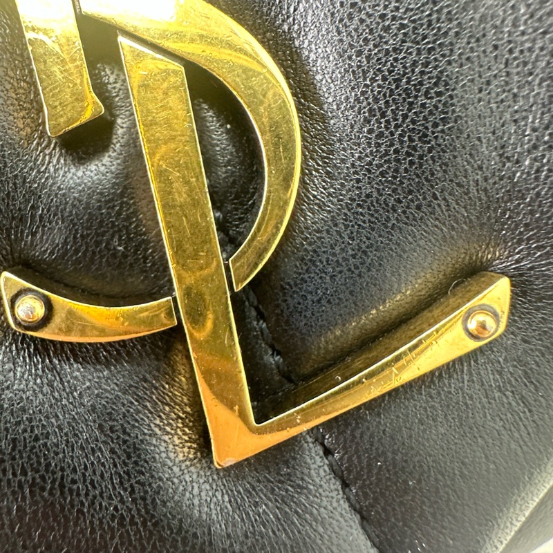 YSL Puffer Small Size 黑金羊皮信封包 單肩斜肩包-16