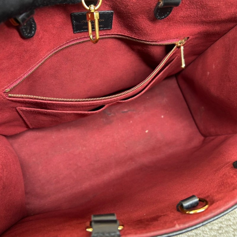 LV路易威登 Onthego 黑白老花托特包 經典老花壓紋 黑色配色 牛皮材質 金色五金 手提斜挎兩用 容量大 日常通勤、逛街都很實用 百搭不挑人-24