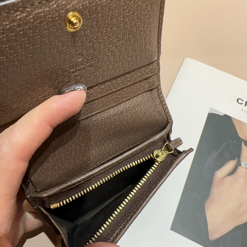 Gucci PVC拼咖牛皮金釦Ophidia 內零錢袋短夾-6
