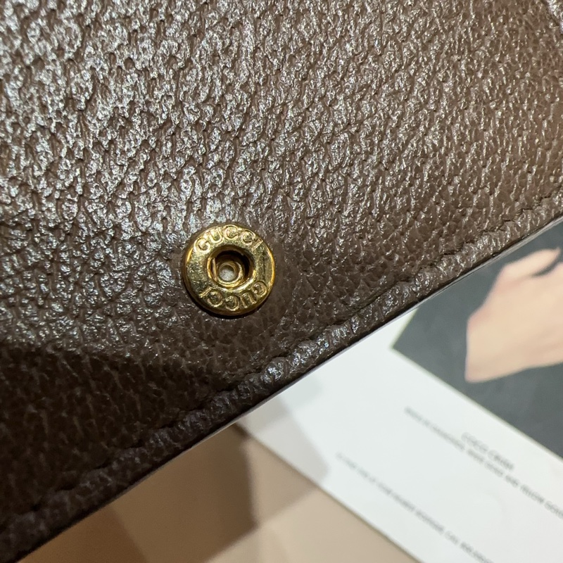 Gucci PVC拼咖牛皮金釦Ophidia 內零錢袋短夾-9