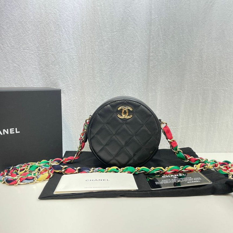 【包稅】CHANEL 圓形迷你鏈條鈴鼓包斜背包 30-0