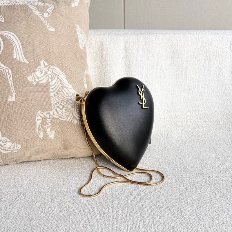 YSL 黑色愛心鏈條包 黑色 金扣15*20*6 98新配件塵袋-3