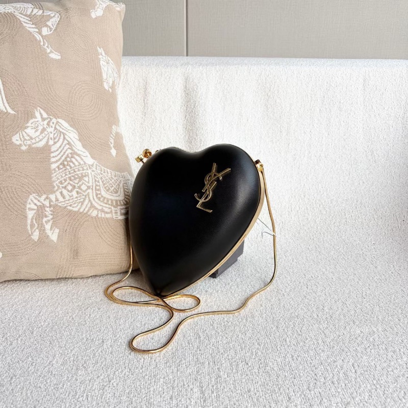 YSL 黑色愛心鏈條包 黑色 金扣15*20*6 98新配件塵袋-5