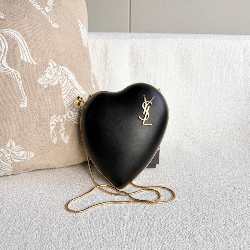 YSL 黑色愛心鏈條包 黑色 金扣15*20*6 98新配件塵袋-6