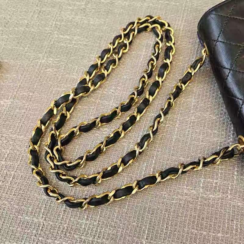 Vintage CHANEL 香奈兒 菱格紋 迷你鏈條包 黑金CC 經典小包 可肩背斜背-6