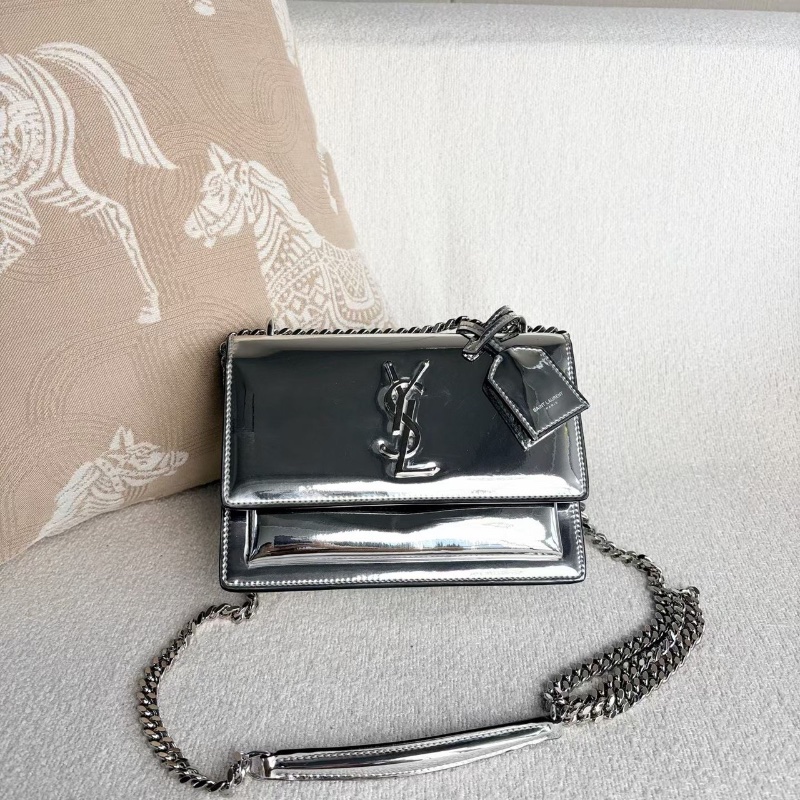 YSL Sunset銀色鏡面日落包小號18*13*8 98新配件塵袋-1