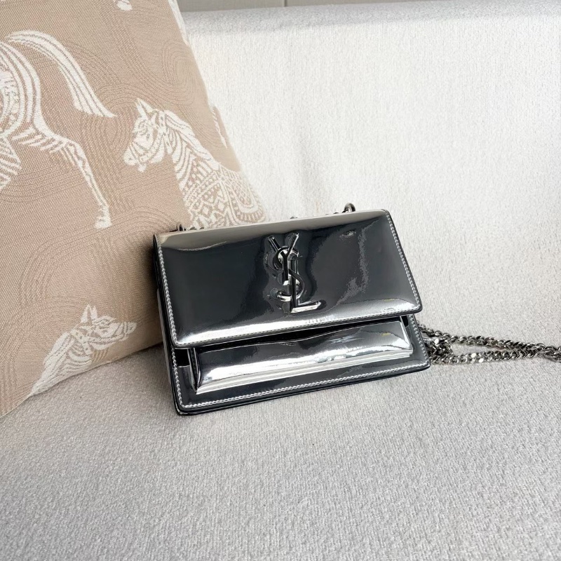 YSL Sunset銀色鏡面日落包小號18*13*8 98新配件塵袋-5