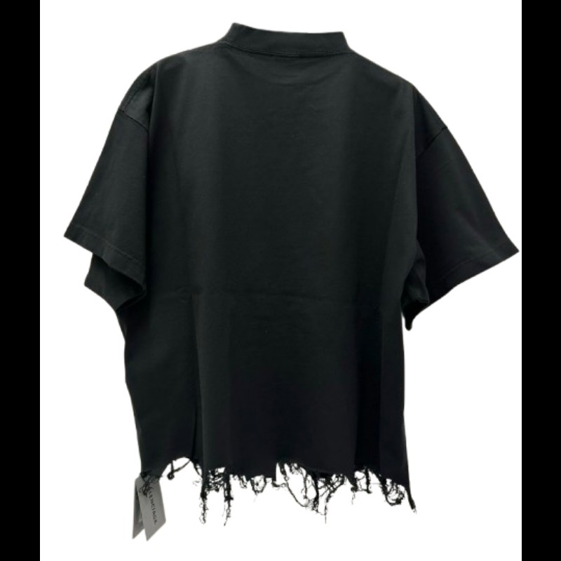 Balenciaga BB Logo刺繡棉質短身T恤 鬆身破舊款 2碼-1