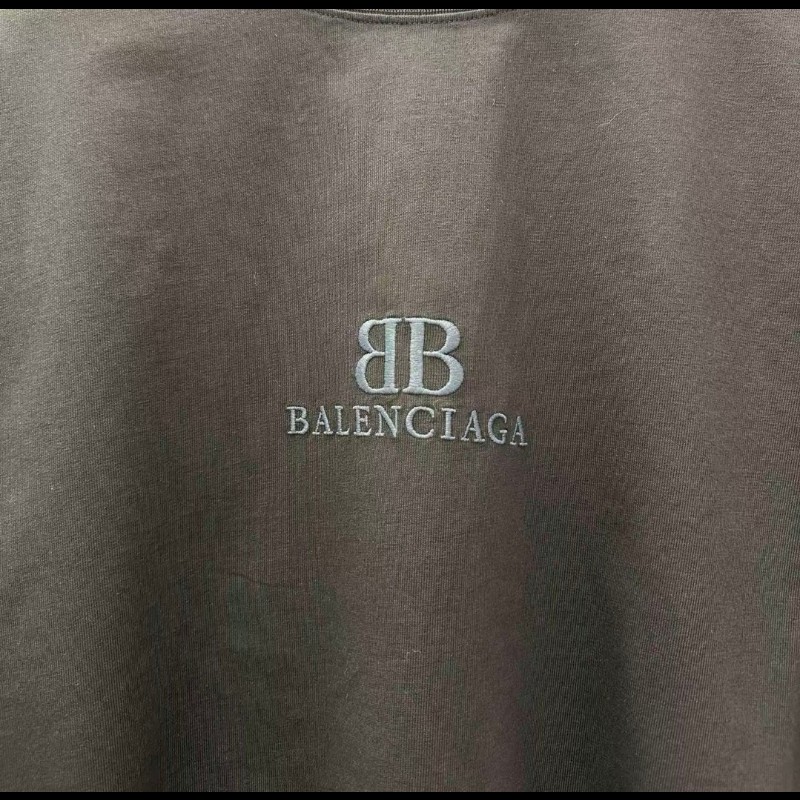 Balenciaga BB Logo刺繡棉質短身T恤 鬆身破舊款 2碼-3