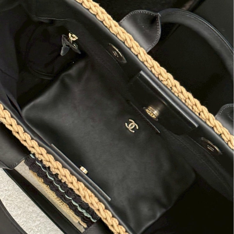 香奈兒編織海灘托特包/黑-2