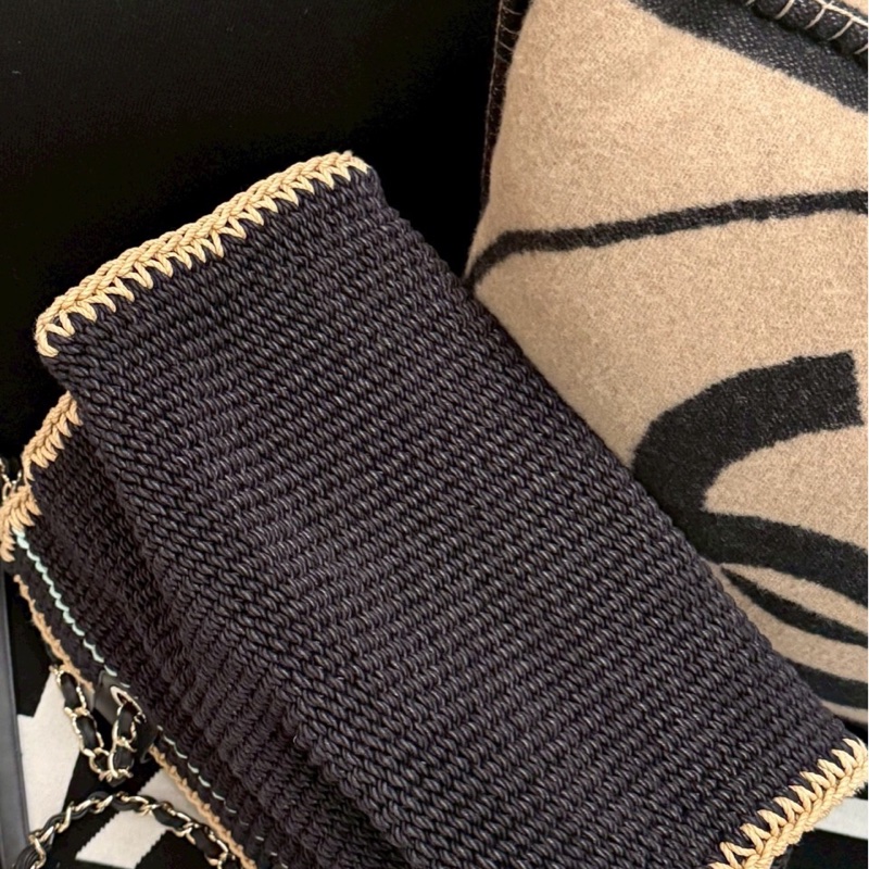 香奈兒編織海灘托特包/黑-4