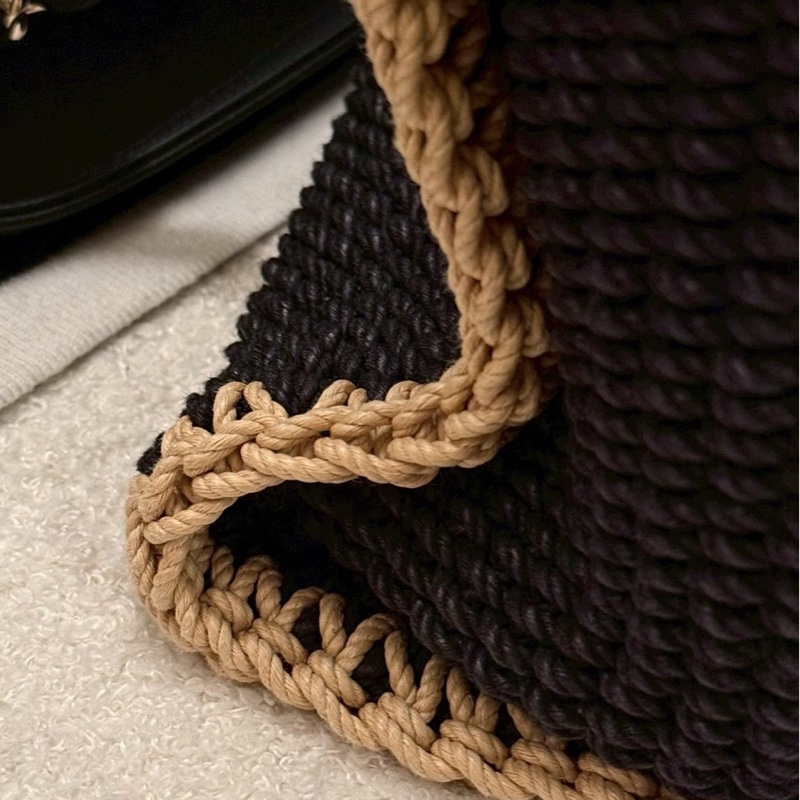 香奈兒編織海灘托特包/黑-10